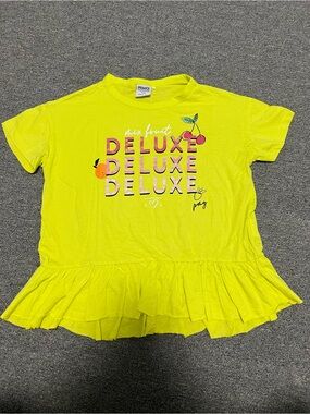 Primigi Girl’s Bright Yellow 'Deluxe' Graphic Ruffle Hem Tee